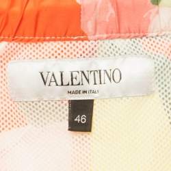 Pre Owned Valentino Yellow Flying Flower Print Nylon Swim Shorts S