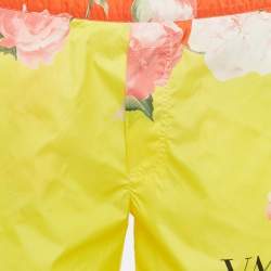 Pre Owned Valentino Yellow Flying Flower Print Nylon Swim Shorts S