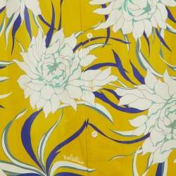 Pre Owned Valentino Yellow Printed Cotton Short Sleeve Shirt M