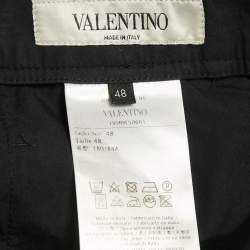 Pre Owned Valentino Navy Blue & Mandarin Orange Cotton Stripe Detail Trousers M 