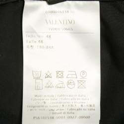 Pre Owned Valentino Navy Blue & Mandarin Orange Cotton Stripe Detail Trousers M 