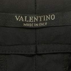 Pre Owned Valentino Navy Blue & Mandarin Orange Cotton Stripe Detail Trousers M 