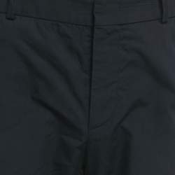 Pre Owned Valentino Navy Blue & Mandarin Orange Cotton Stripe Detail Trousers M 