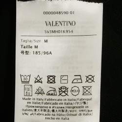 Pre Owned Valentino Black Cotton Logo Embroidered Cotton Polo T-Shirt M