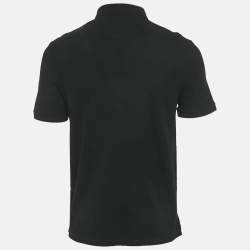 Pre Owned Valentino Black Cotton Logo Embroidered Cotton Polo T-Shirt M