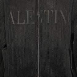 Pre Owned Valentino Black Logo Mesh Zip-Up Jacket M