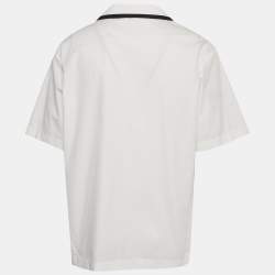Pre Owned Valentino White Poplin V Detail Pocket Vacation Shirt M