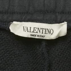 Pre Owned Valentino Blue Logo Print Cotton Drawstring Shorts XL