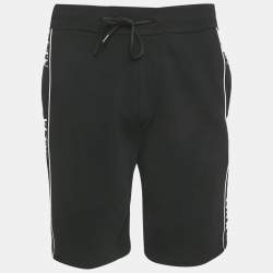 Pre Owned Valentino Black Logo Intarsia Knit Drawstring Shorts S