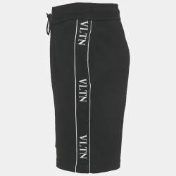 Pre Owned Valentino Black Logo Intarsia Knit Drawstring Shorts S