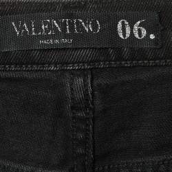 Pre Owned Valentino Black Rock Stud Denim Skinny Fit Jeans XL Waist 37"