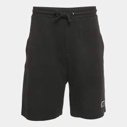 Pre Owned Valentino Black Cotton Blend Logo Applique Shorts XL