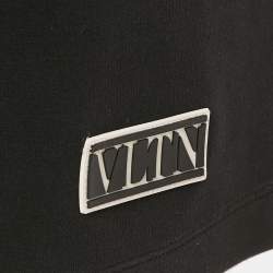 Pre Owned Valentino Black Cotton Blend Logo Applique Shorts XL