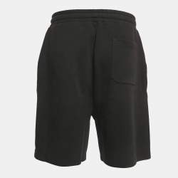 Pre Owned Valentino Black Cotton Blend Logo Applique Shorts XL