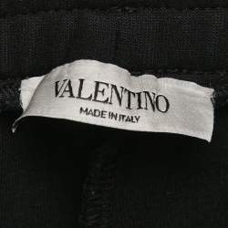 Pre Owned Valentino Black Cotton Blend Logo Applique Shorts XL