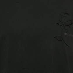 Pre Owned Valentino Black Floral Applique Jersey T-Shirt XXXL