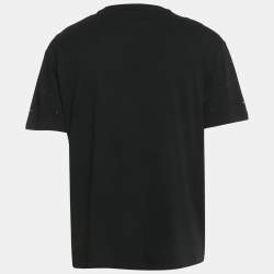 Pre Owned Valentino Black Rockstud Jersey Short Sleeve T-Shirt XL