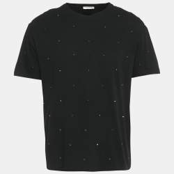 Pre Owned Valentino Black Rockstud Jersey Short Sleeve T-Shirt XL