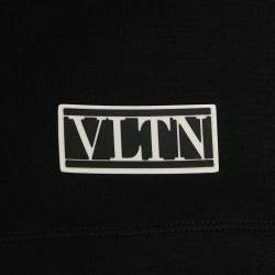 Pre Owned Valentino Black Cotton Blend Logo Applique Shorts XL