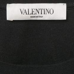 Pre Owned Valentino Black Logo Print Cotton T-Shirt M