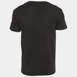 Pre Owned Valentino Black Logo Print Cotton T-Shirt M