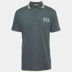 Pre Owned Valentino Green Logo Embroidered Pique Polo T-Shirt XL