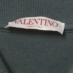 Pre Owned Valentino Green Logo Embroidered Pique Polo T-Shirt XL
