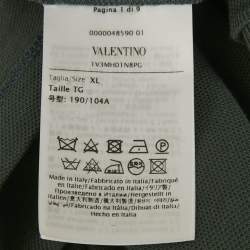 Pre Owned Valentino Green Logo Embroidered Pique Polo T-Shirt XL