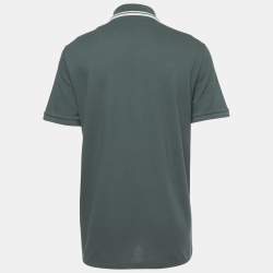 Pre Owned Valentino Green Logo Embroidered Pique Polo T-Shirt XL