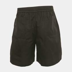 Pre Owned Valentino Black Logo Embroidered Cotton Shorts L