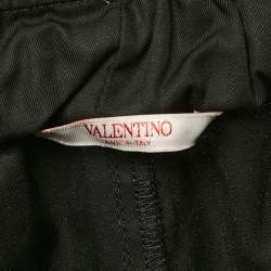 Pre Owned Valentino Black Logo Embroidered Cotton Shorts L