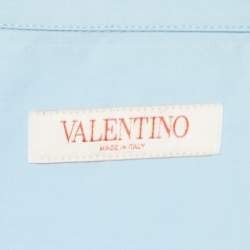 Pre Owned Valentino Blue Rockstead Embellished Cotton Shirt XL