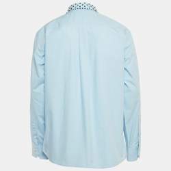 Pre Owned Valentino Blue Rockstead Embellished Cotton Shirt XL