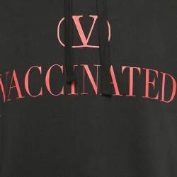 Pre Owned Valentino Black Logo Print Cotton Hooded Sweatshirt XL 