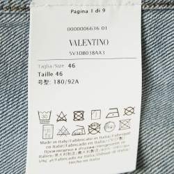 Pre Owned Valentino Blue V Detail Denim Oversized Shirt S