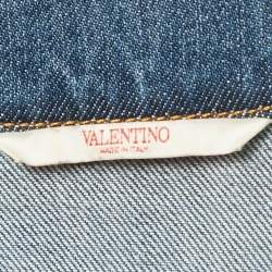 Pre Owned Valentino Blue V Detail Denim Oversized Shirt S