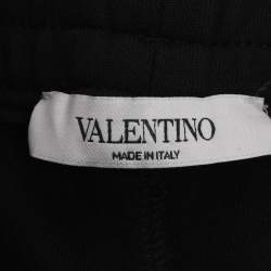 Pre Owned Valentino Black Logo Applique Cotton Shorts S