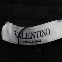 Pre Owned Valentino Black Logo Applique Cotton Shorts S