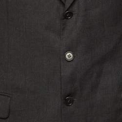 مملوكة مسبقًا جاكيت بليزر فالنتينو من الصوف الرمادي بزر واحد مقاس كبير جدًا