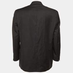 مملوكة مسبقًا جاكيت بليزر فالنتينو من الصوف الرمادي بزر واحد مقاس كبير جدًا