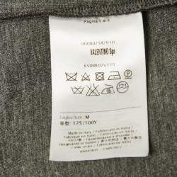 Pre Owned Valentino Burgundy Modal Knit Beaded Logo Detail Sweatshirt M