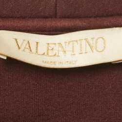 Pre Owned Valentino Burgundy Modal Knit Beaded Logo Detail Sweatshirt M