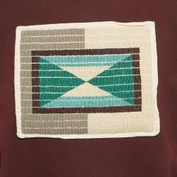 Pre Owned Valentino Burgundy Modal Knit Beaded Logo Detail Sweatshirt M