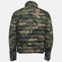 Pre Owned جاكيت فالنتينو حشوة داون صناعي طباعة مموهة أخضر/أزرق كحلي مقاس صغير - سمول