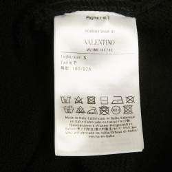 Pre Owned Valentino Black Logo Printed Cotton Knit Hoodie S
