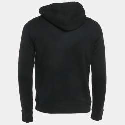 Pre Owned Valentino Black Logo Printed Cotton Knit Hoodie S