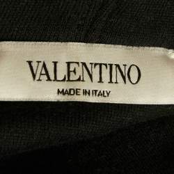 Pre Owned Valentino Black Logo Printed Cotton Knit Hoodie S