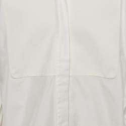 مملوكة مسبقًا قميص فالنتينو لو بلانك قطن أبيض بياقات منفوخة لوحة مقاس كبير