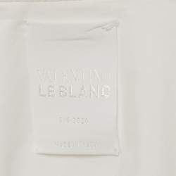 مملوكة مسبقًا قميص فالنتينو لو بلانك قطن أبيض بياقات منفوخة لوحة مقاس كبير