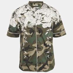 مملوكة مسبقًا Valentino Multicolour Camo Floral Camp Cotton Short Sleeve Shirt M